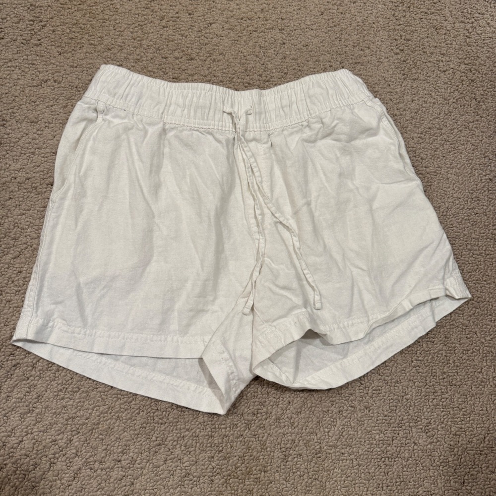 GAP‎ Womens Linen Blend Shorts Drawstring Elastic Waist White Casual Size S